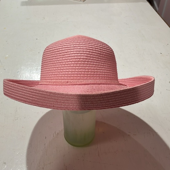 Pink Sun N Sand straw-like, Paper Braid, Summer Hat with Turned-Up Brim - Picture 2 of 7